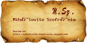 Mihálovits Szofrónia névjegykártya